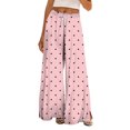 thumbnail image 2 of Endives Women's Wide Leg Pants Heart Print Casual Loose Baggy Pants With Pockets Lounge Pants, 2 of 6