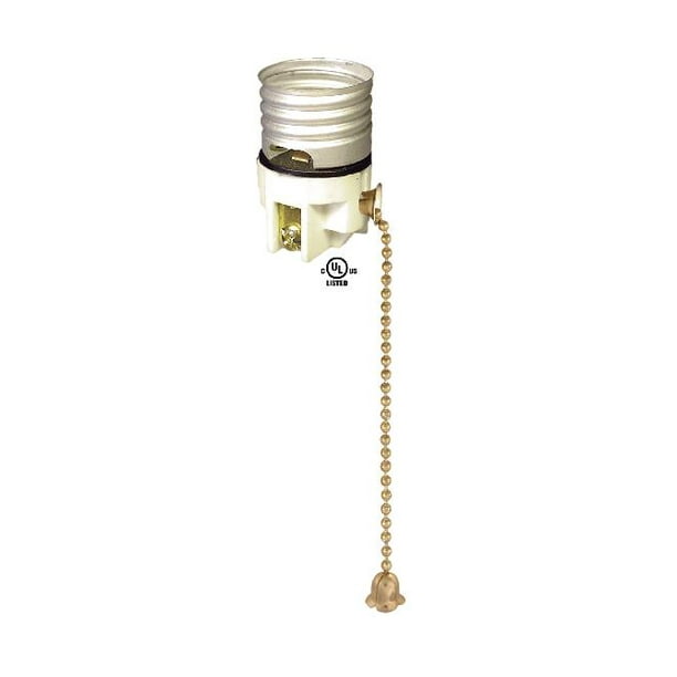 B&P Lamp® Porcelain PullChain Socket Interior, Polished & Lacq. Brass