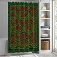 thumbnail image 6 of Vintage Red Roses Extra Long Shower Curtain Set, Waterproof Shower Curtains for Bathroom, Green Abstract Art Floral Ethnic Washable Fabric Bath Curtain for Bathtub Decoration with Hooks 72x96 Inches, 6 of 9