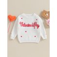 thumbnail image 2 of Bagilaanoe Baby Girl Boy Valentine's Day Clothes Newborn Knitted Sweater Long Sleeve Letter Heart Embroidery Pullover 3M 6M 9M 12M 18M Infant Warm Jumpers Tops Fall Loose Knitwear, 2 of 9