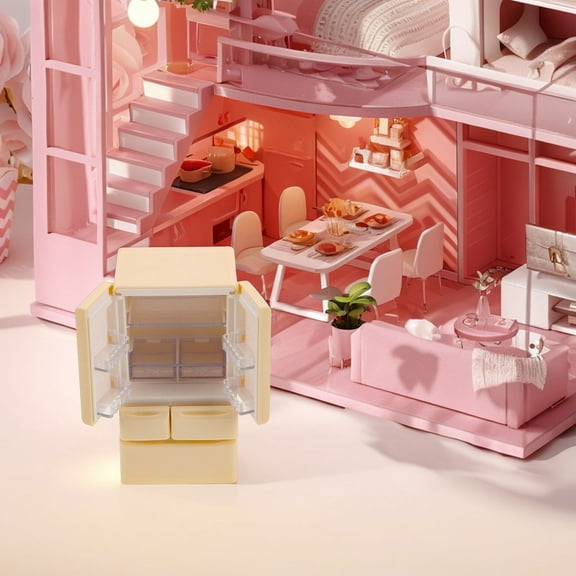 LOLIPPYY play dollhouse fridge Double Door Plastic Roleplaying Tool for Childs Playtime 1Set