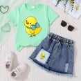 thumbnail image 2 of Toddler Girl 2Pcs Summer Outfits For 5-6 Years Girls Comfortable And Fashionable Set Cute Cartoon Printed Short Sleeve Top Skirt Two Piece Set D Summer Gift Set, 2 of 3