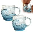 thumbnail image 2 of Sea Glass Wave Mug, 12oz Handcrafted Ocean Wave Glass Mug, Unique Textured Waves Design Coffee Cup, 2 of 8