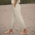 thumbnail image 2 of Jkety Womens Dress Pants Wide Leg Pull On Stretchy Work Pants Women High Waisted Business Casual Trousers with Pockets Linen Pants for Women(Beige,XL), 2 of 6
