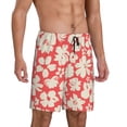 thumbnail image 2 of Wukai Beige Flowers Men’s Short Pajama Pants With Pockets Soft Sleep Pj Shorts for Men-, 2 of 6