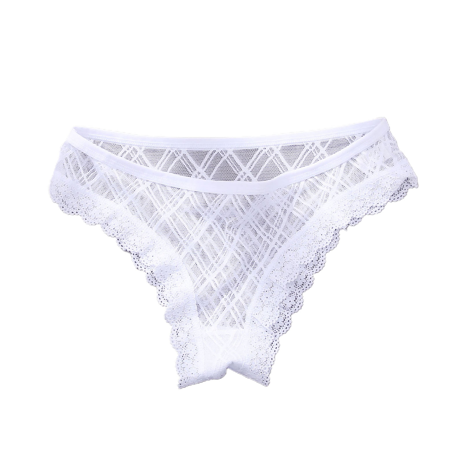 rygai Perspective Hollow Low-Rise Women Panties Net Yarn Lace Patchwork  Briefs Female Clothing,Wine Red L 