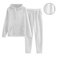 thumbnail image 2 of Hueook Sweat Suits For Womens 2 Piece Women's Fashion Sports Casual Long Pants Hooded Sweater Tops Pants Set Long Sleeve Hooded Set With Pockets White M, 2 of 8