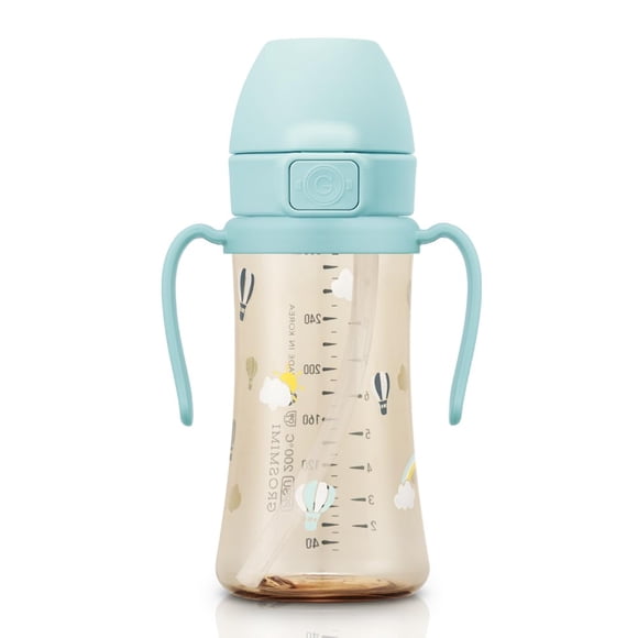 Copa Sippy Cup GROSIMI con tapa abatible, a prueba de derrames, PPSU, 300 ml, para niños pequeños