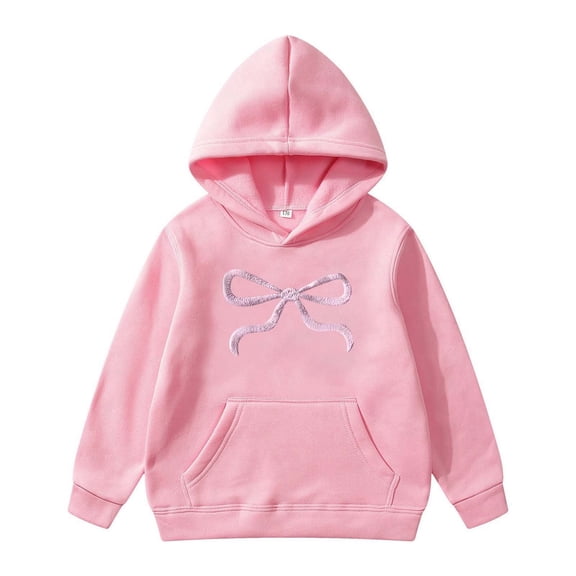Kids Hoodies Girls 10-12 Crew Neck Outwear Coat Cute Graphic Print Outdoor Workout Sweatshirt Children Hooded Coats Fall Winter Outfits Pink