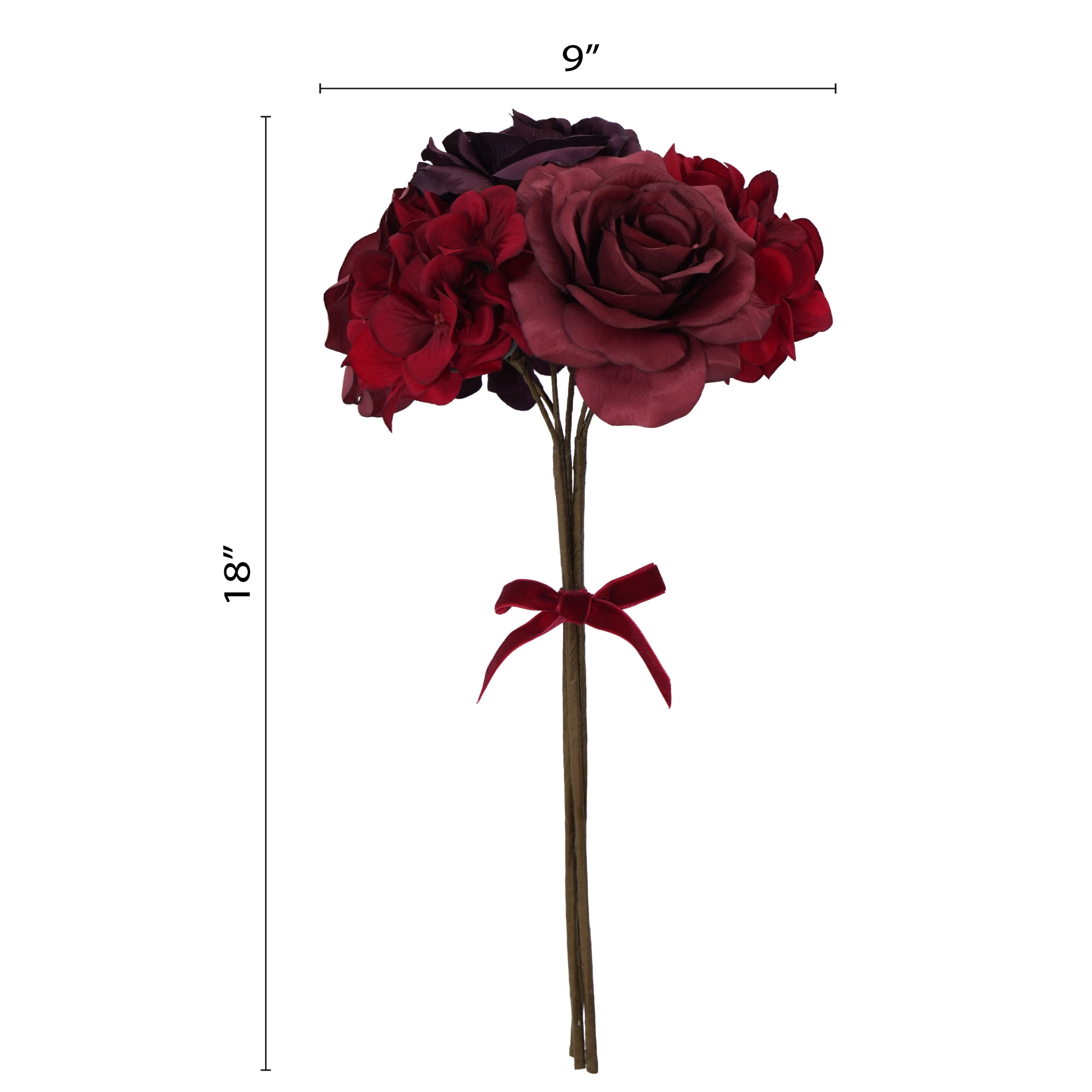 Red Hydrangea and Rose Decorative Christmas Picks, 17", 6 Count, by Holiday Time