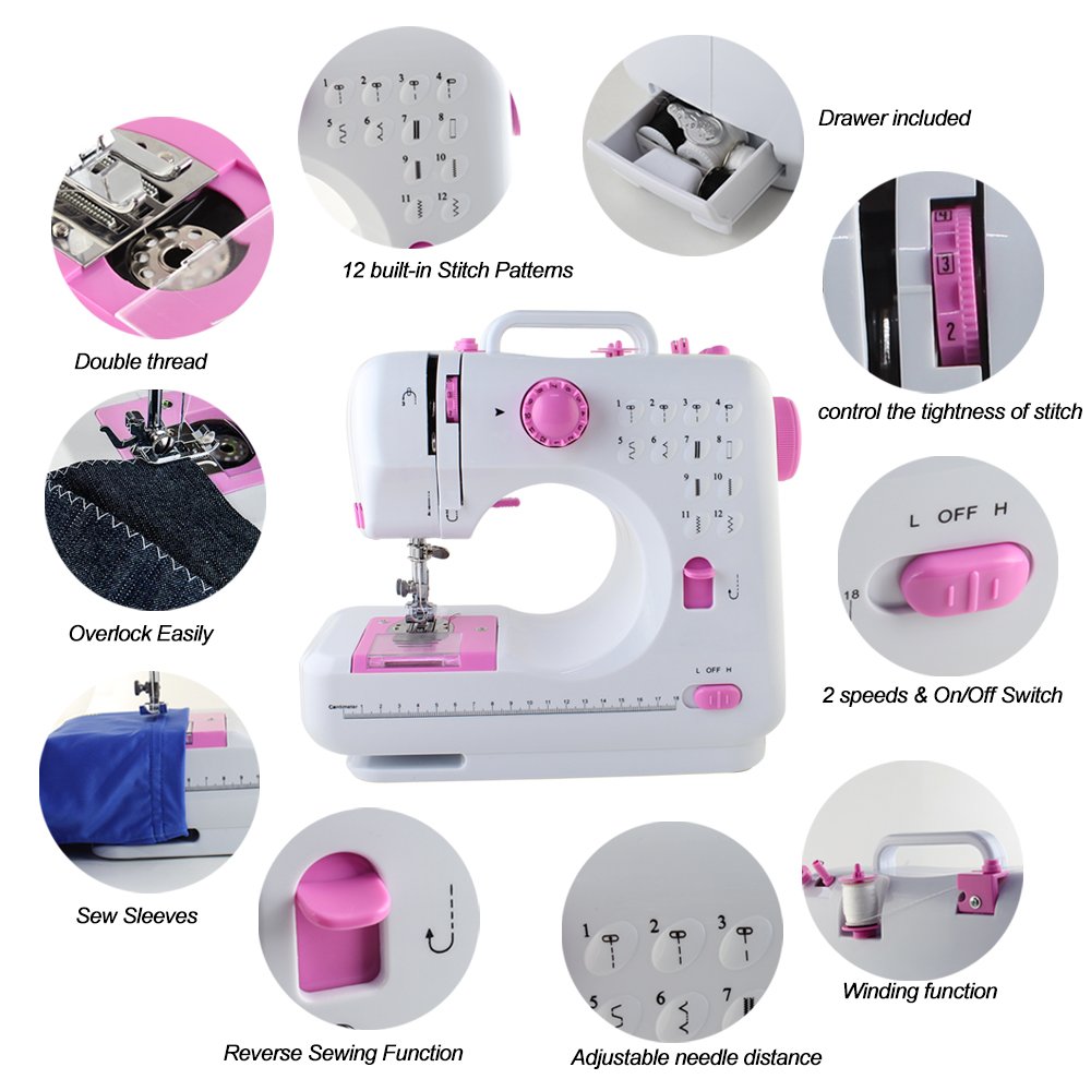 Viferr Portable Sewing Machine, Handheld Mini Electric Sewing Machine with 97pcs Sewing Kit, Extension Table and Foot Pedal for Beginners&Kids, Size