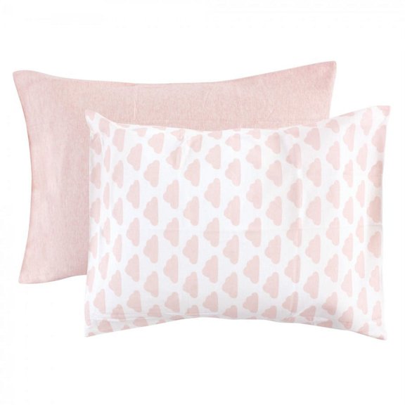 Hudson Baby Infant Girl Cotton Toddler Pillow Case, Heather Pink Cloud, One Size