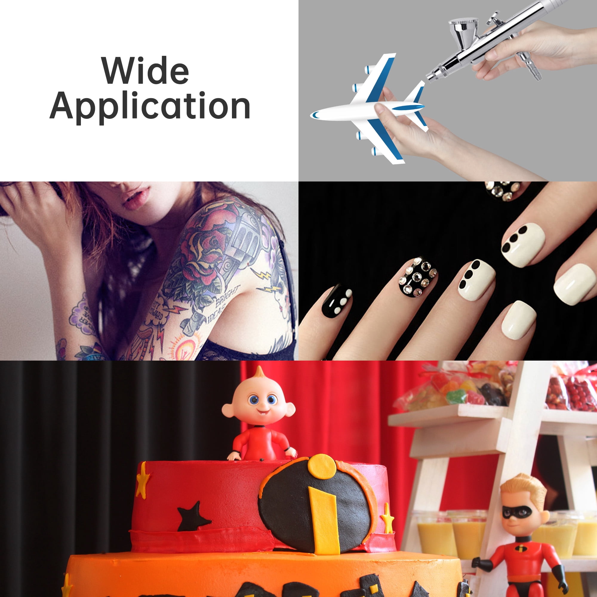 Mini Portable Air Compressor Set w/ Hose Built-in Airbrush Holder Makeup Nail Art Body Painting Tattoo Beauty Pink