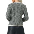 thumbnail image 3 of INSPIRE CHIC Women's Tweed Cardigan Long Sleeve Open Front Business Casual Knit Jacket for Dress L Black, 3 of 4