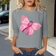 thumbnail image 2 of Fgnfyis T-Shirts pour Femmes Sensibilisation au Cancer Haut Décontracté Col Rond Manche Trois Quarts Design Imprimé pour Usage Quotidien et Occasions Festives Printemps Été Automne Hauts pour Femmes Gris P, 2 of 4
