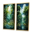 thumbnail image 3 of Designart "Emerald Canopy Bold Forest art painting IV" Forest Framed Wall Art Set Of 2 - Gold Landscapes Framed Canvas Set For Living Room Decor, 3 of 7