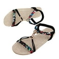 thumbnail image 5 of IUJSOY Summer Sandals for Women 2025 Fashion Beach Shoes Braided Beaded Slingback Flats Shoes, 5 of 9