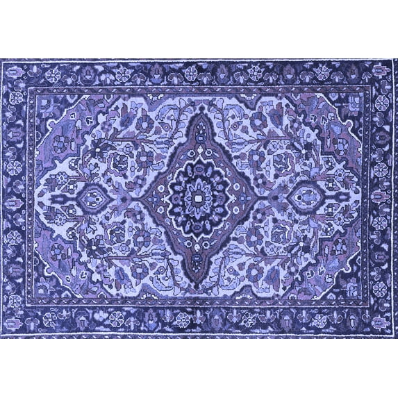 Ahgly Company Machine Washable Indoor Rectangle Medallion Blue Traditional Area Rugs, 7' x 9'