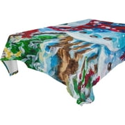 SKYSONIC Christmas Snowman Tablecloth Waterproof Washable Polyester Square Table Cover Durable Tablecloth for Kitchen Dining Table Party Decor (54 X 72 Inch)