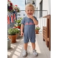 thumbnail image 3 of Cenuakty Infant Boy 0-18M Independence Day  Romper Summer Crew Neck Short Sleeve America Flag Embroidery Waffle Knit Jumpsuit, 3 of 9