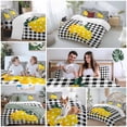 thumbnail image 6 of Summer Lemon Twin Size Comforter Set, Fruit Sweet Summer Black White Plaid Bedding for All Seasons, 4 Pcs Bed Set, 1 Quiltcover (68"x86") ,1Sheet(67"x116"), 2Pillowcases (30"x20"), 6 of 9