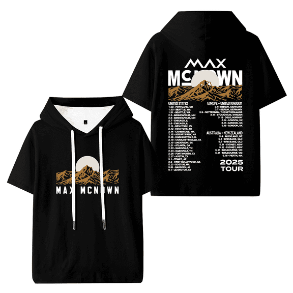Max McNown 2025 Tour Hooded T-shirt Women Men Fashion Short Sleeve Tee Casual Streetwear Clothes