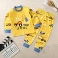 thumbnail image 2 of TOWED22 Toddler Baby Boy Fall Winter Outfits Color Block Long Sleeve Sweatshirt Pullover Pants 2Pcs Clothes Sets Size:6-12 M,Color:Yellow, 2 of 4