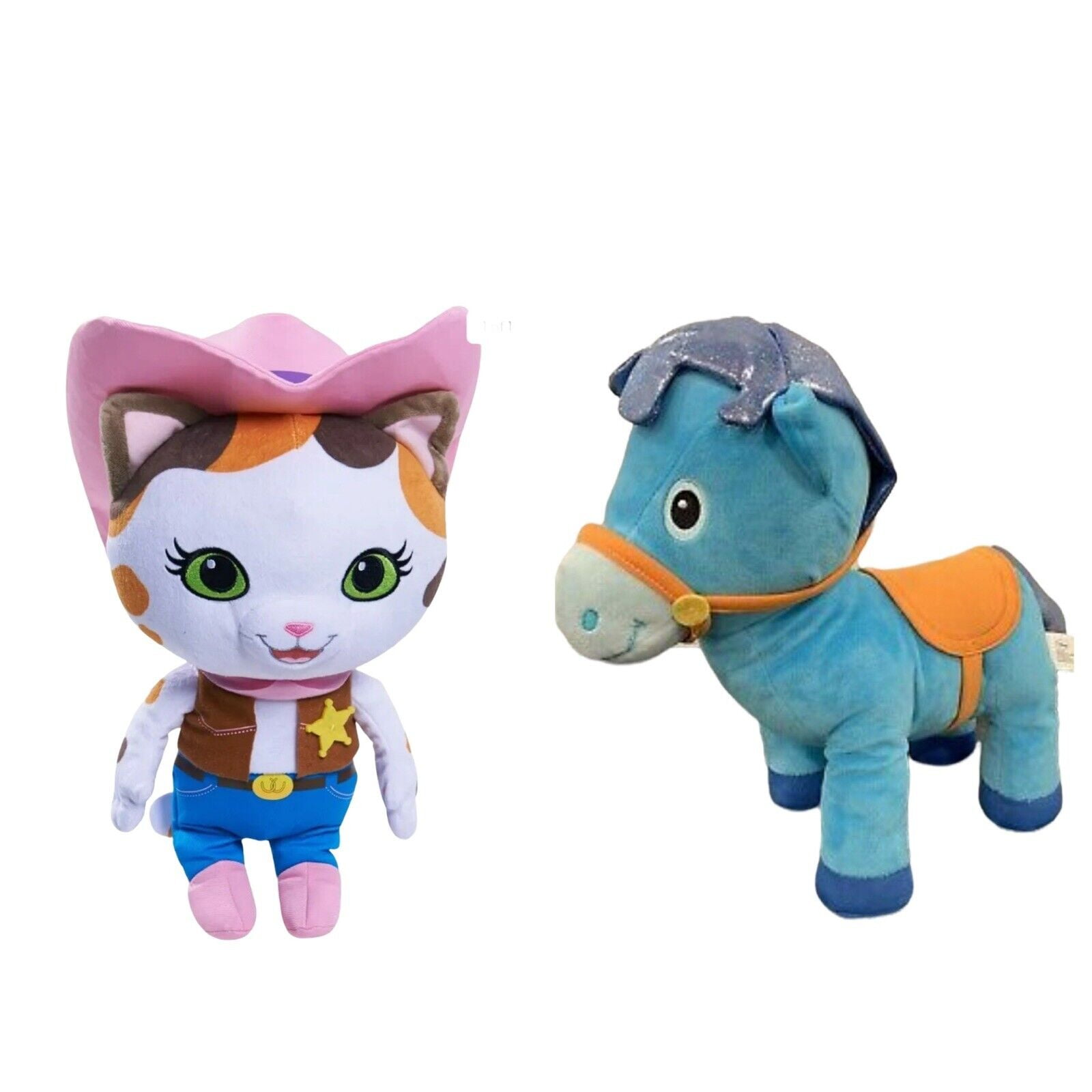 Sparky Horse & Sheriff Callie Cat Plush 2 Dolls Set Wild West 8