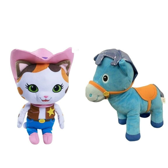 Sparky Horse & Sheriff Callie Cat Plush 2 Dolls Set Wild West 8” Stuffed New