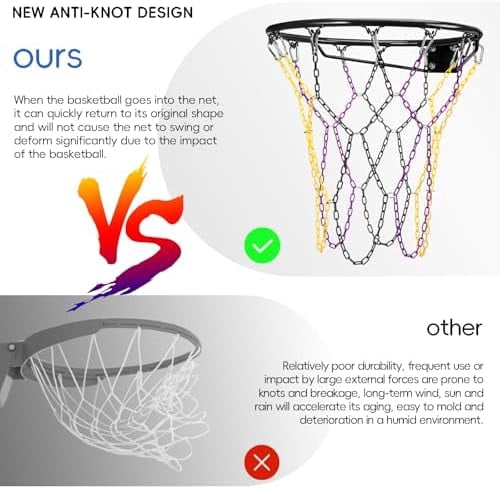 Voylla Basketball net, Metal Chain Net Braided Permanent Rust Proof (12 Links), Quick Installation