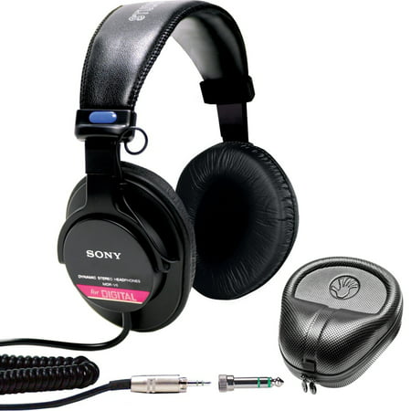 Sony Studio Monitor Headphones with CCAW Voice Coil (MDR-V6) with Slappa HardBody PRO Full Sized Headphone Case -