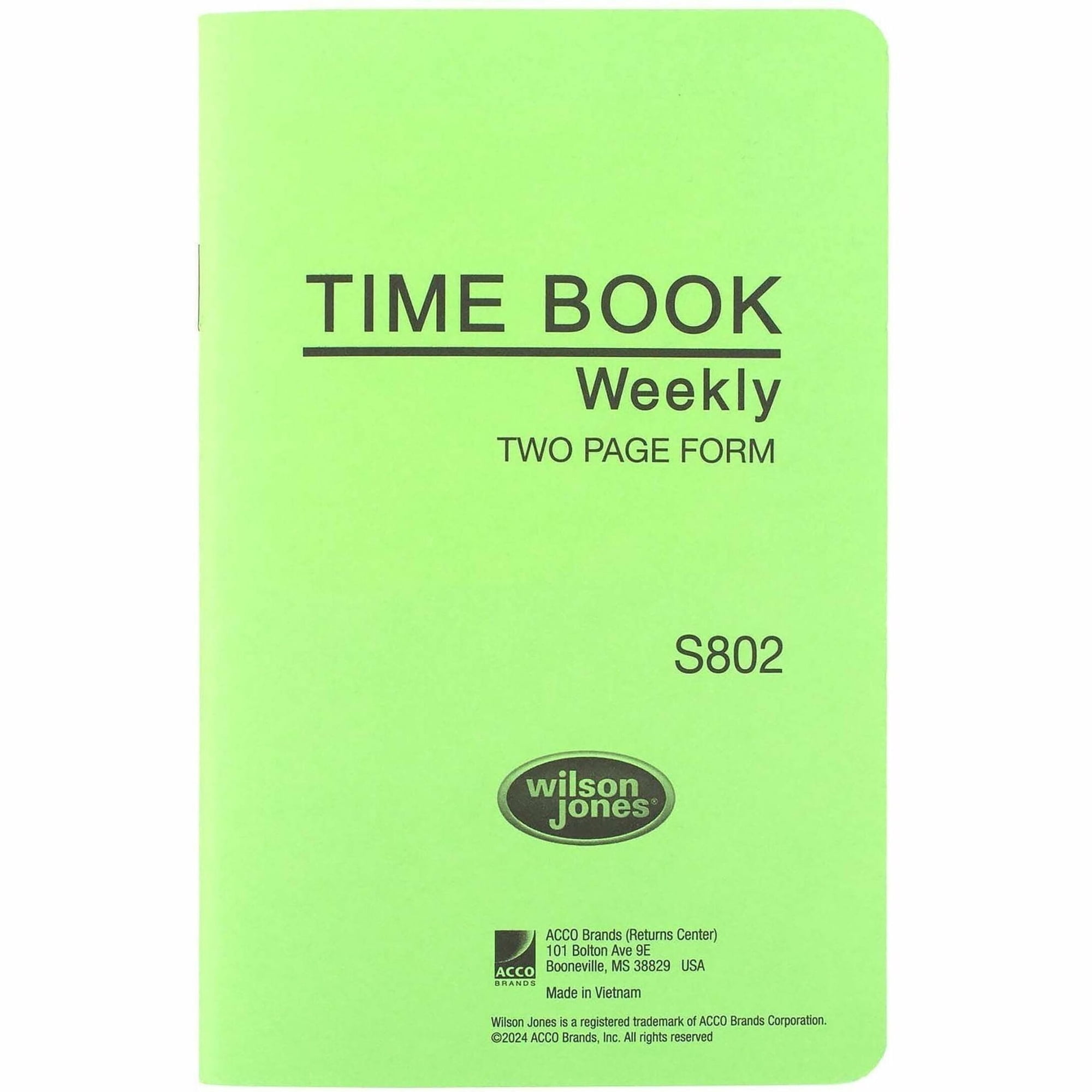 Wilson Jones, WLJS802, Foreman's Time Book, 1 Each