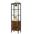 thumbnail image 5 of Tall Cabinet, 4-Tier Storage Cabinet with Door and Inside Adjustable Shelf, Steel Frame, Space-Saving, for Living Room, Entryway, Kitchen, Industrial, Rustic Brown, 5 of 8