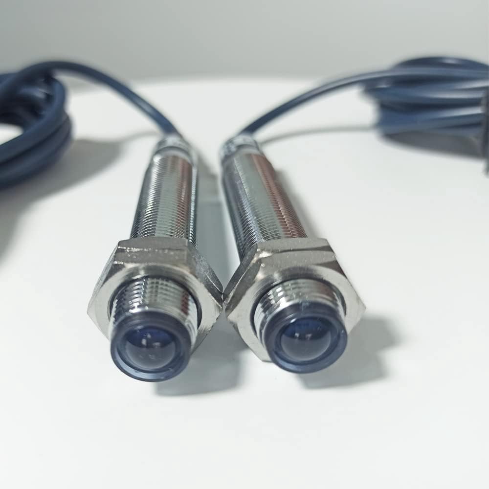 Photoelectric Switch Sensor, M12 Through-Beam Reflection Optical Photoelectric Beam Sensor,NPN NO 6-36VDC ,AC 110-220V (90-250V)