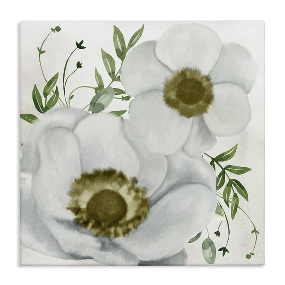 Stupell Industries Gold Centered Magnolia Plants & Flowers Painting Wrapped Canvas Art Print Wall Art, 17 x 17