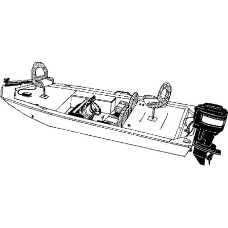 Carver Styled-To-Fit Jon/Bass Boat Style Cover with Attached Motor Cover, Mossy Oak Shadow Grass