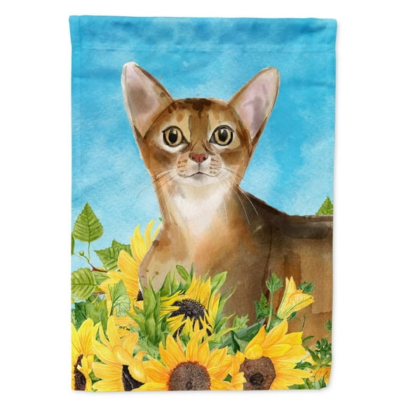 Abyssinian in Sunflowers Flag Canvas House Size