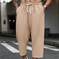 thumbnail image 2 of HOOMEUMY Mens Crinkled Gauze Pants Drawstring Elastic Waist Casual Summer Trousers Light Breathable For Beach Vacation Daily Wear, 2 of 8