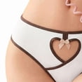 thumbnail image 3 of Ozmmyan Womens Low Rise Ribbed Cotton Bikini Panties Heart Cutout Bow Detail Breathable Cheeky Underwear, 3 of 5