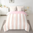 thumbnail image 2 of Manfei Lightpink White Striped 7-Piece Bedding Comforter Set,Minimalism Geometric Stripes King Bedding Sets,Geometric Lines Bed Sheets For Girls Boys,Super Cozy Room Decor Reversible, 2 of 8