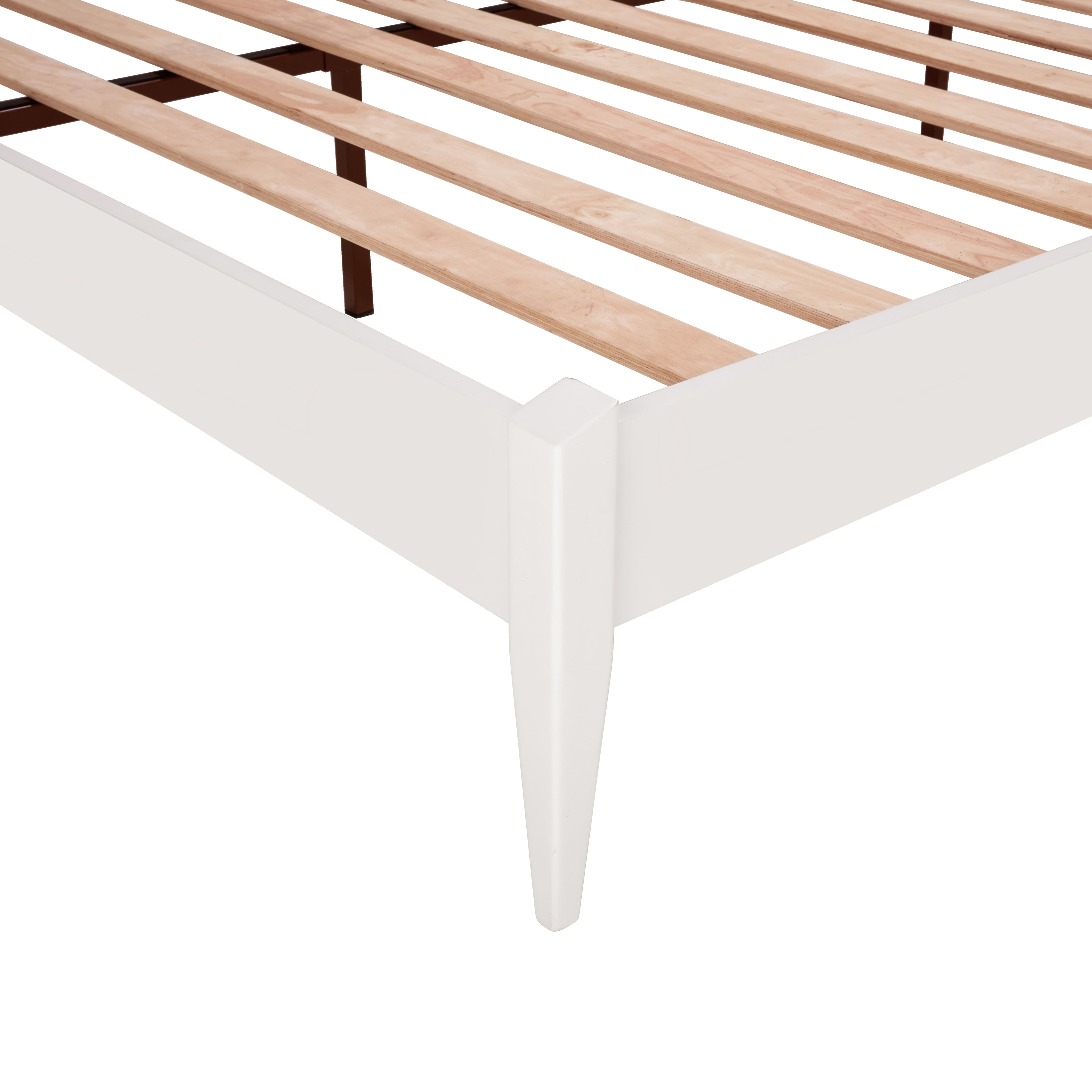 Keelin 15" King Size Platform Bed Frame, Modern, Solid Wood Bed, Ivory White