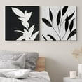thumbnail image 2 of PixonSign Canvas Print Wall Art Vintage Deconstructed Leaves Floral Wilderness Digital Art Modern Art Zen Relax/Calm Dark Black and White for Living Room, Bedroom, Office - 24"x24" x 2, 2 of 5