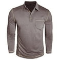 thumbnail image 3 of Mens Fashion Polo Shirts Cotton Classic Long Sleeve Basic Button Tees Stylish Tops Collared Golf Shirts with Pocket, 3 of 5