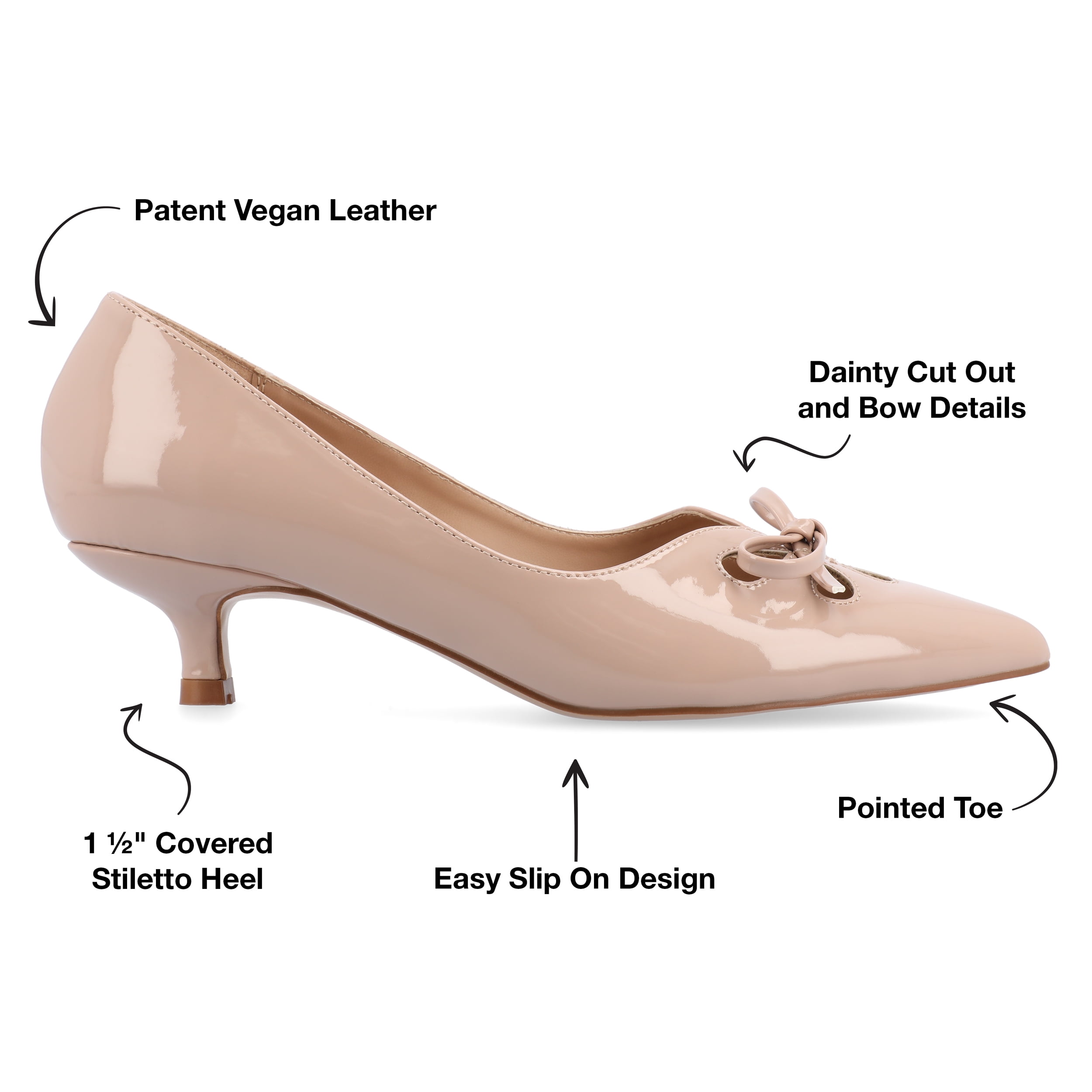 Journee Womens Lutana Pointed Toe Kitten Heel Pumps, Widths Available
