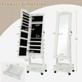 thumbnail image 3 of Giantex Floor Standing Jewelry Armoire, Lockable Jewelry Organizer w/3-position Adjustable Angle, White, 3 of 8