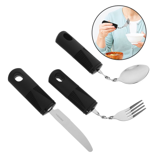WHAMVOX 3Ud De Cubiertos Adaptativos Antitemblor Con Ergonómico Flexible Para Uso Diario