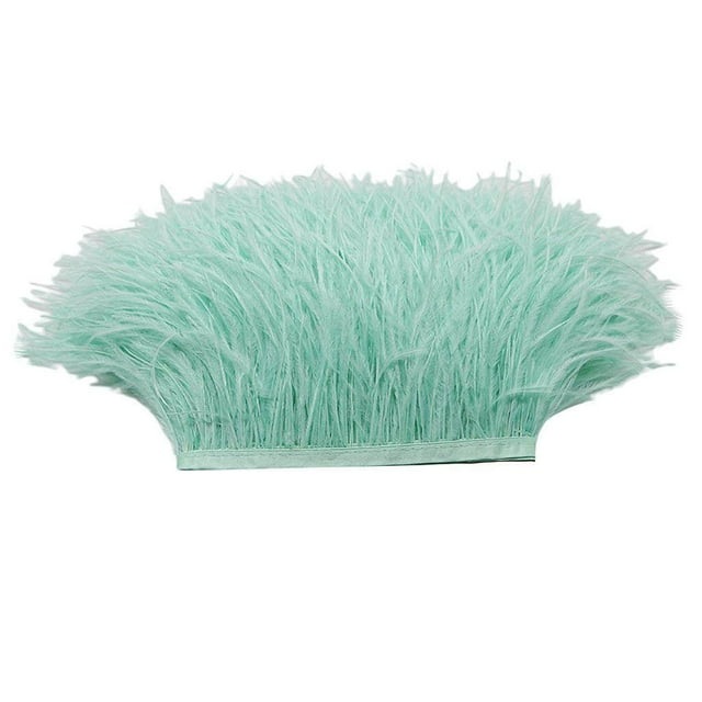 Frange de Plume d'Autruche Teinte au Mètre Ruban de Garniture Décoration Plume Vert Menthe
