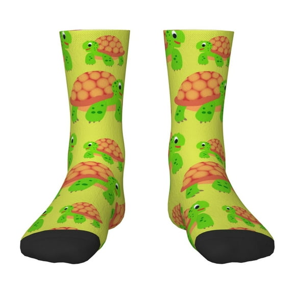 Qokaie Cartoon Turtles 1 Drawing Kids Socks, Crew Socks for Boys Girls, Children's Socks,Kids Non Slip Crew Cotton Gift Socks,Comfortable & Breathable