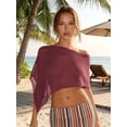 thumbnail image 4 of LMLYSoH Womens Knit Poncho Tops Solid Color Mesh Sheer Asymmetric Shawl Off Shoulder Lightweight Cape for Spring Summer, 4 of 9