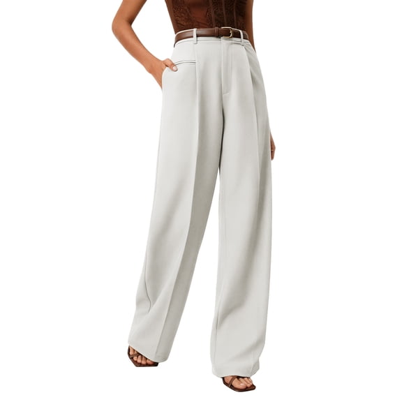 Womens Wide Leg Dress Pants 2025 Business Casual Flowy Work Palazzo Pants High Waisted Slacks Trousers White XL